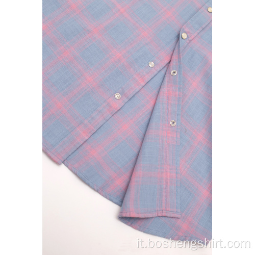 Camicia a quadri in cotone dal design casual a basso prezzo